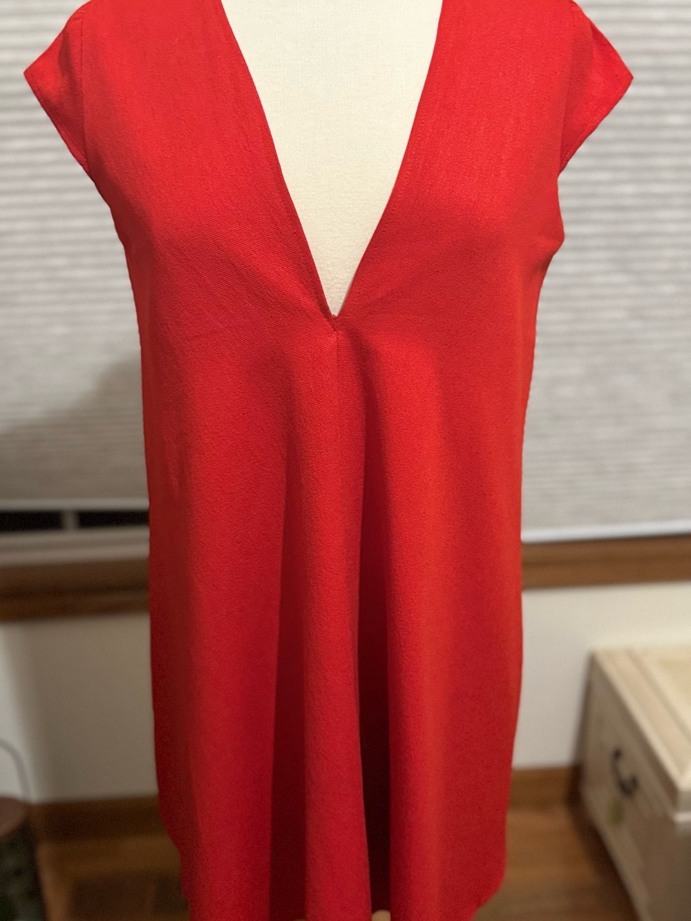 Asilio Size 6 Red “Dusk Til Dawn" mini dress with a deep v-neckline cap sleeves